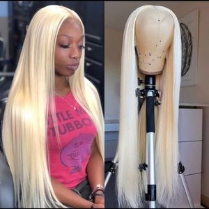 613 Honey Blonde Wig Straight Human Hair Wig 13x4x1 Lace Part Wig 30 Inch